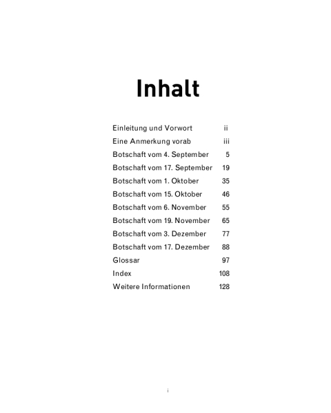 Botschaften 2016 (II) Inhaltsverzeichnis